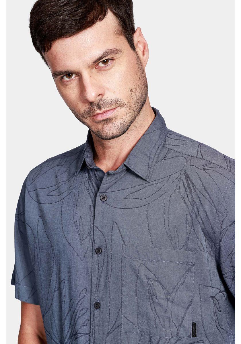 Camisa Aramis Manga Curta Regular Floral Com Bolso Marinho - 3