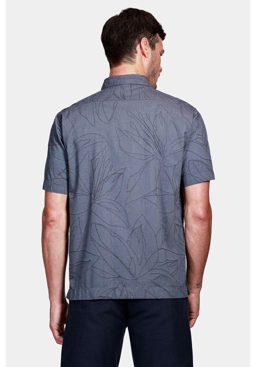 Camisa Aramis Manga Curta Regular Floral Com Bolso Marinho - 4