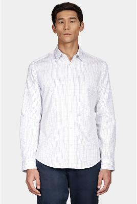 Camisa Aramis Manga Longa Slim Fio 60 Xadrez Branco