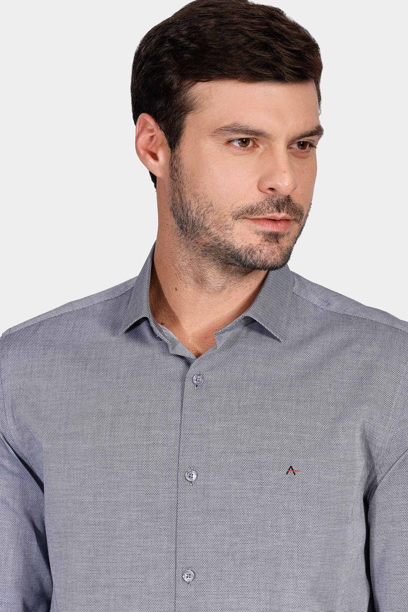 Camisa Regular Tricoline Maquinetada Fio 40 Marinho - 3