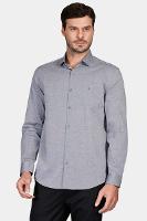 Camisa Regular Tricoline Maquinetada Fio 40 Marinho - 1