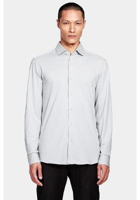 Camisa Aramis Manga Longa Slim em Malha Algodão Misto Cinza