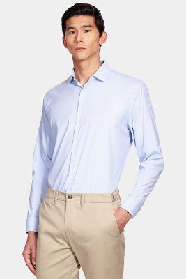 Camisa Manga Longa Cosmo Regular Tech Flex Micro Xadrez Azul Claro