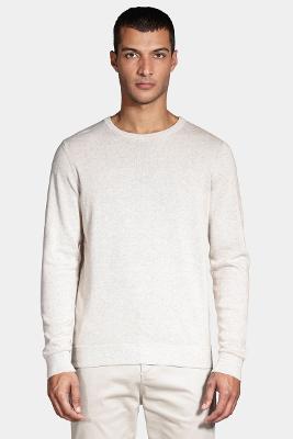 Tricot Aramis Manga Longa em Gola Careca Areia