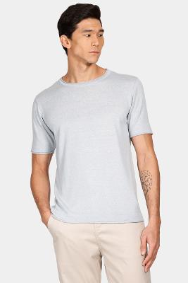 Tricot Aramis Manga Curta New Blend Azul Claro