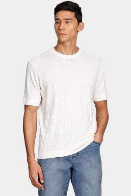 Tricot Manga Curta Jacquard Off White