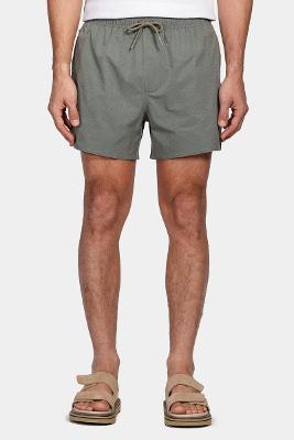 Shorts Aramis de Elástico Liso Maquinetado Verde Folha Seca