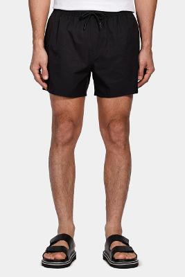 Shorts Aramis de Elástico Liso Maquinetado Preto