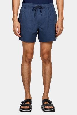 Shorts Aramis de Elástico Liso Maquinetado Azul Escuro