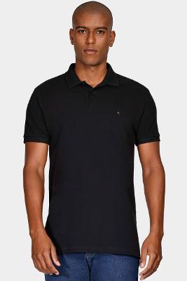 Polo Manga Curta Lisa Piquet Preto