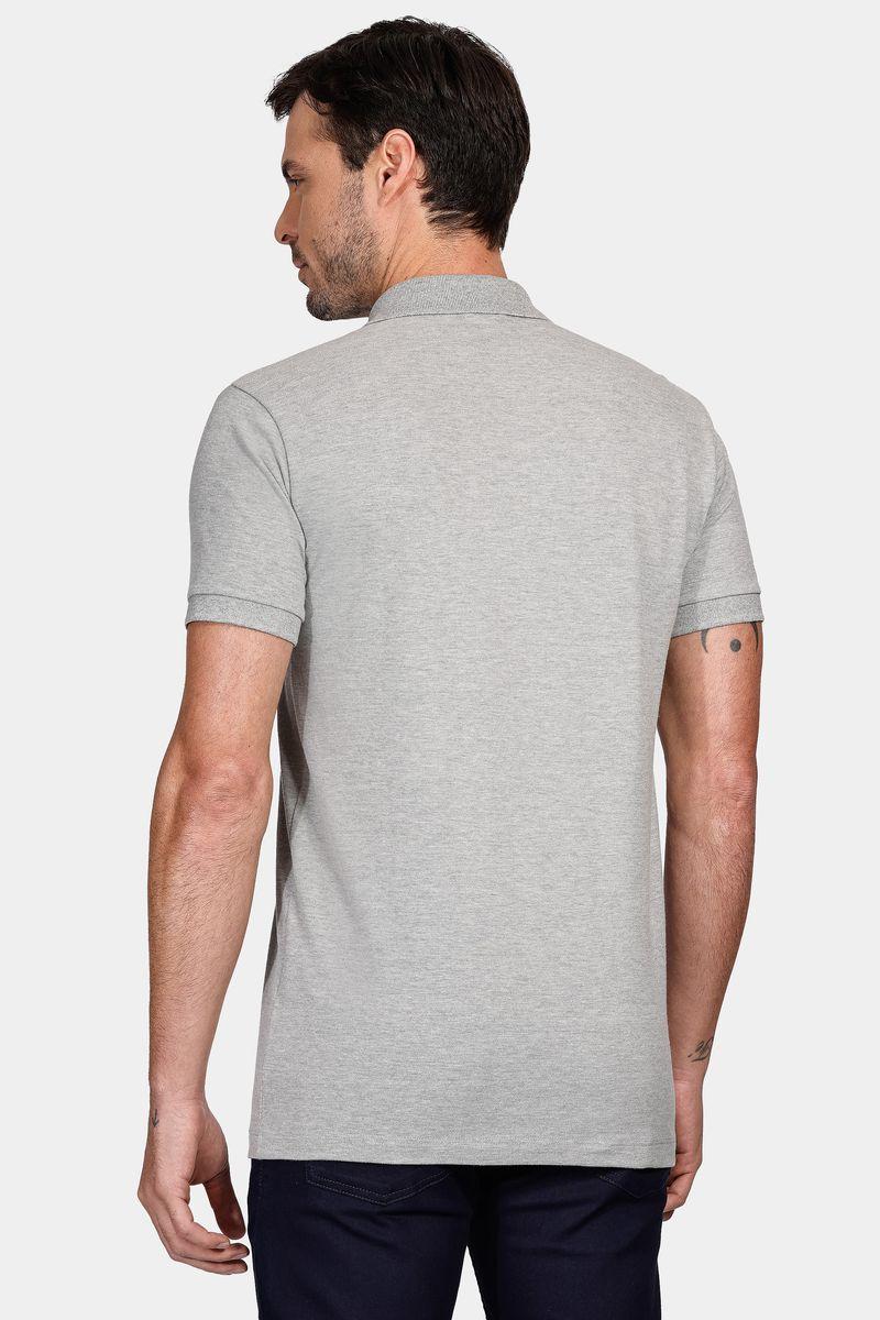 Polo Manga Curta Lisa Piquet Cinza Mescla - 4