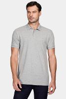 Polo Manga Curta Lisa Piquet Cinza Mescla - 1