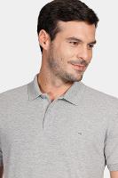 Polo Manga Curta Lisa Piquet Cinza Mescla - 3