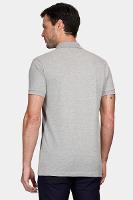 Polo Manga Curta Lisa Piquet Cinza Mescla - 4