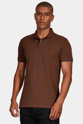 Polo Aramis Piquet Peitilho Contraste Marrom Café