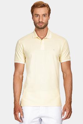 Polo Aramis Manga Curta Friso Off Amarelo Claro
