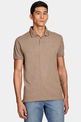 Polo Malha Moline Frisos Cáqui Mascavo