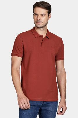Polo Aramis Manga Curta Lisa Piquet Tijolo