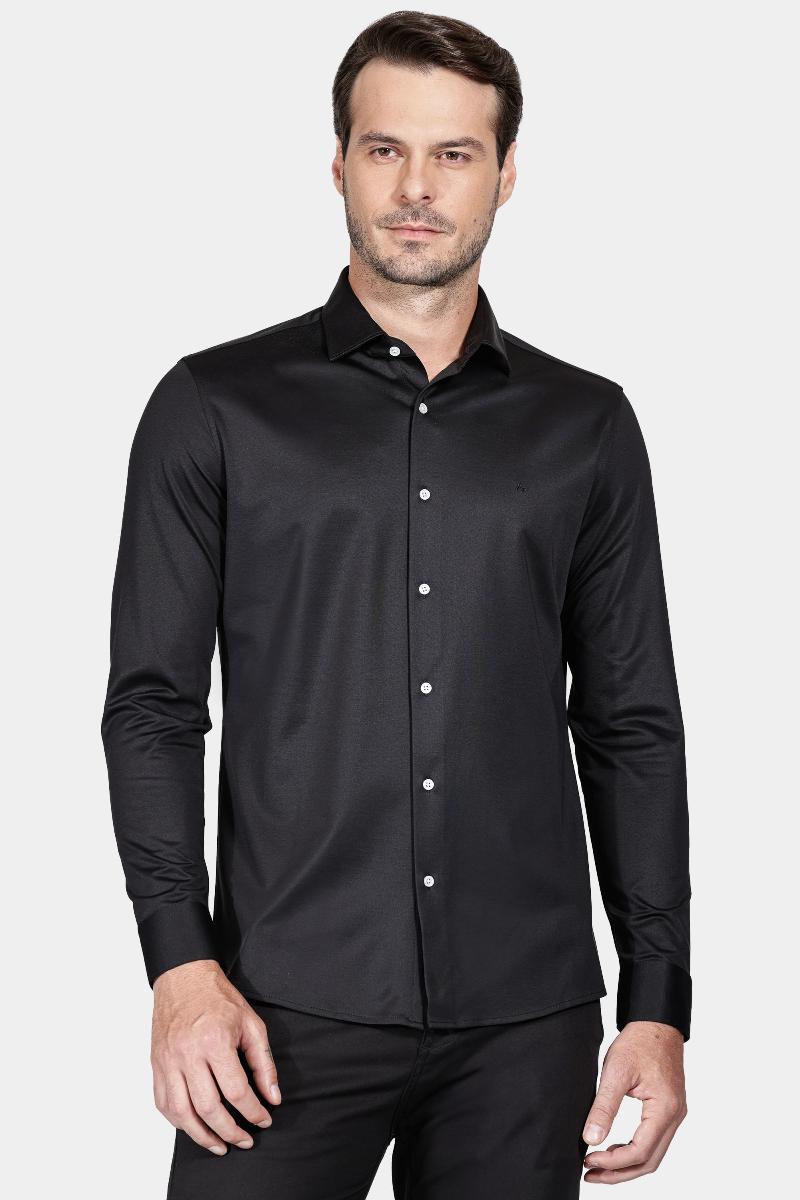 Camisa Aramis Slim Mercerizado Duplo Fio 70 Preto - 1