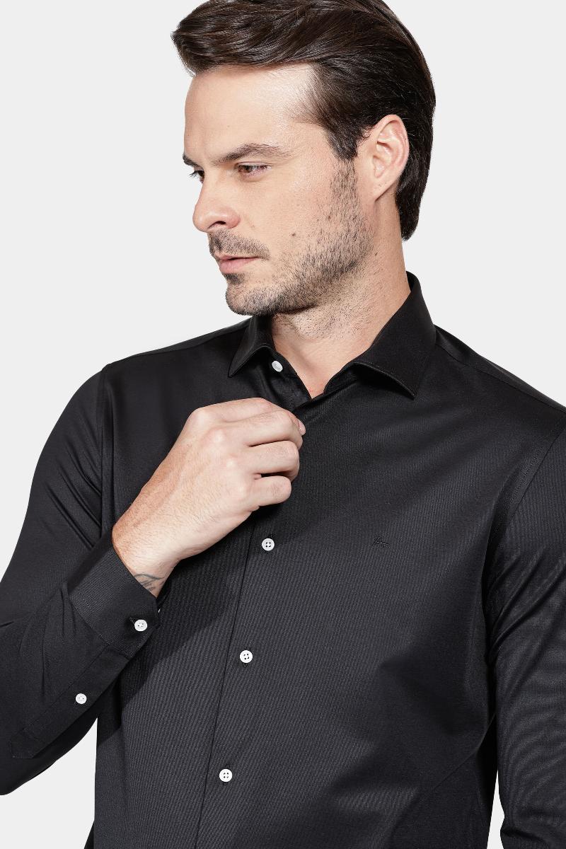 Camisa Aramis Slim Mercerizado Duplo Fio 70 Preto - 3