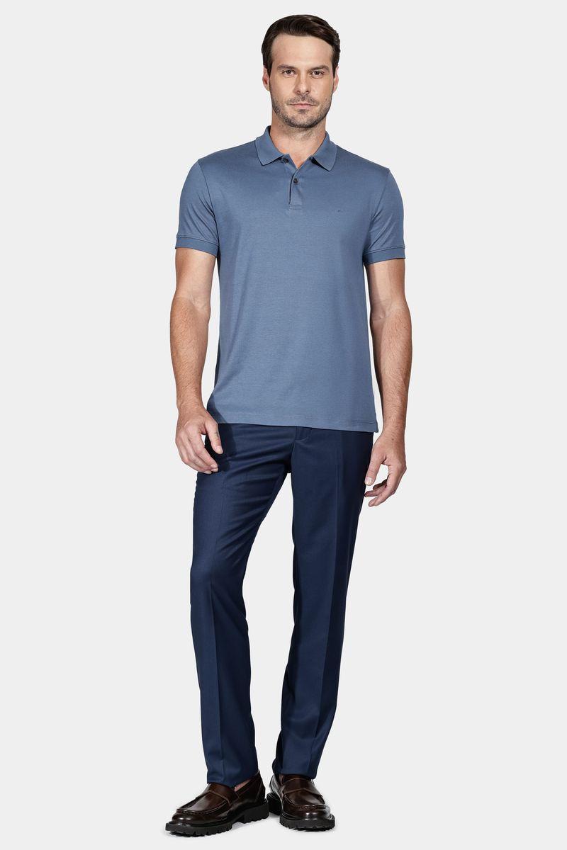 Polo Aramis Interlock Pima Azul Alumínio - 2
