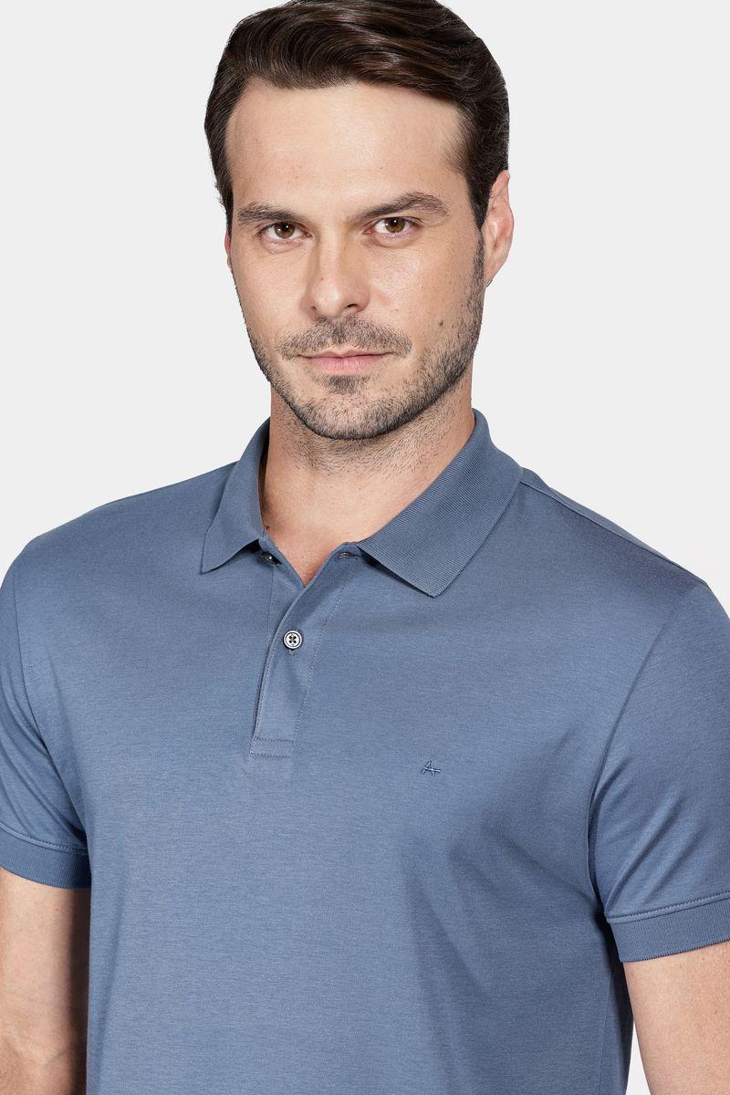 Polo Aramis Interlock Pima Azul Alumínio - 3