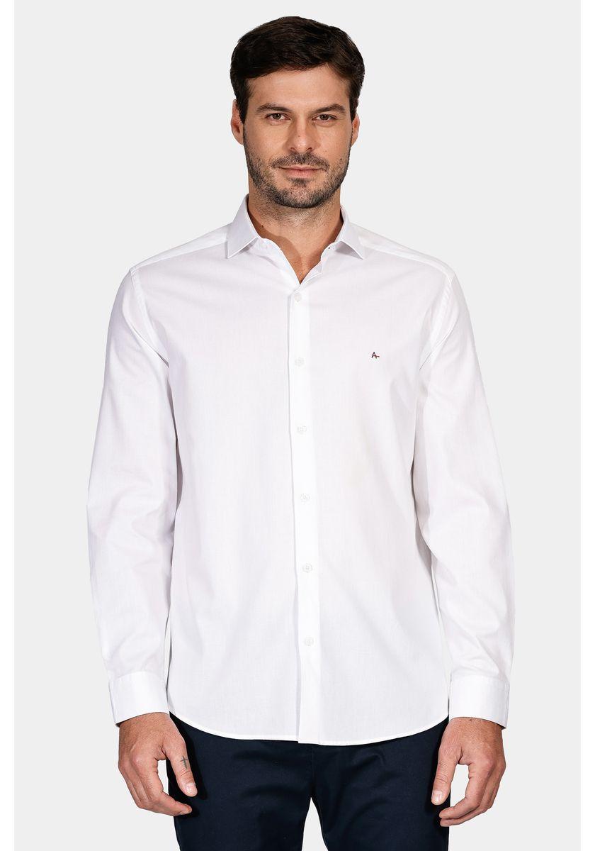 Camisa Regular Tricoline Maquinetado Fio 40 Branco - 1