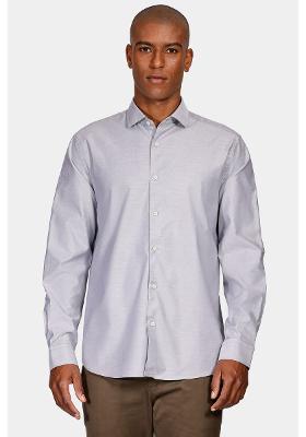 Camisa Aramis Manga Longa Slim Sarja Pima Stretch Cinza