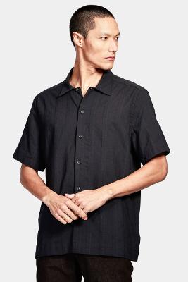 Camisa Manga Curta Move Regular Ampla Com Maquineta Listrada Preto