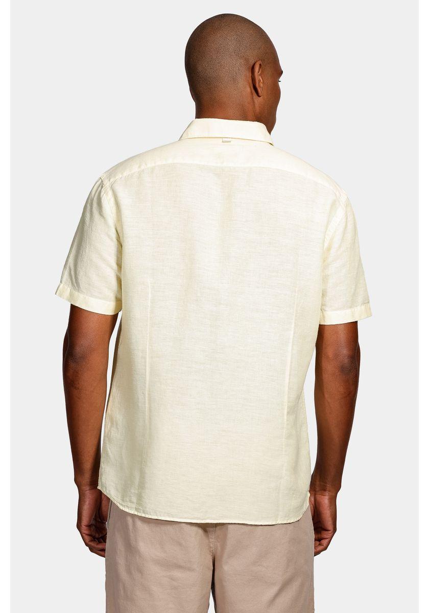 Camisa Manga Curta Move Slim Linho Algodão Cáqui - 4