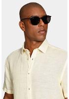 Camisa Manga Curta Move Slim Linho Algodão Cáqui - 3