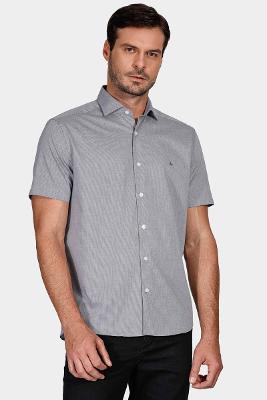 Camisa Regular Tricoline Micro Xadrez Marinho