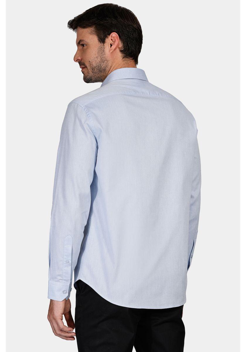 Camisa Regular Tricoline Maquinetado Fio 40 Azul - 4