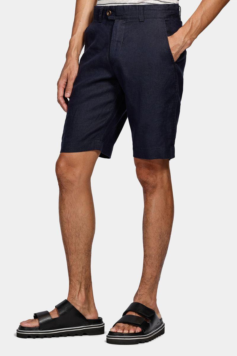 Bermuda Alfaiataria Linho Marinho - 1