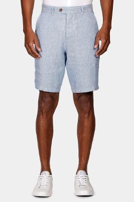 Bermuda Aramis Resort Linho Com Bolso Azul Oceano