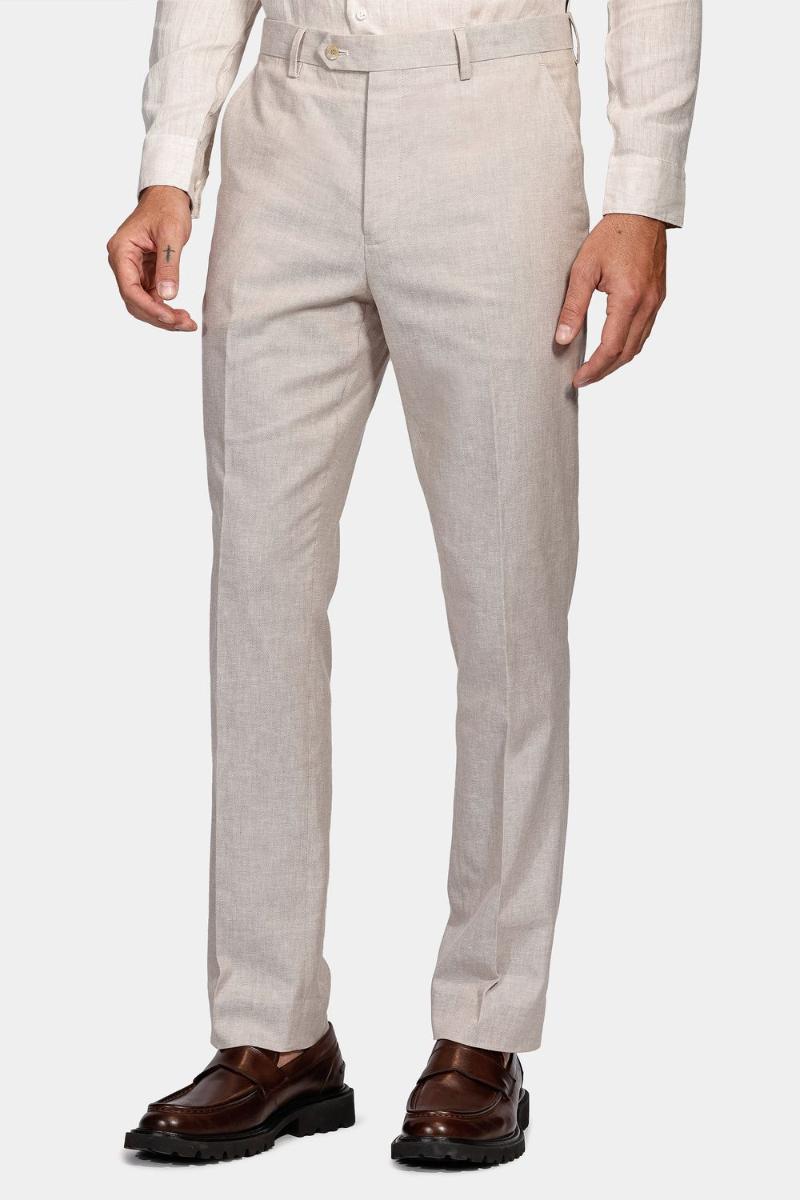 Calça Aramis Alfaiataria Linho Oxford Slim Cáqui - 1