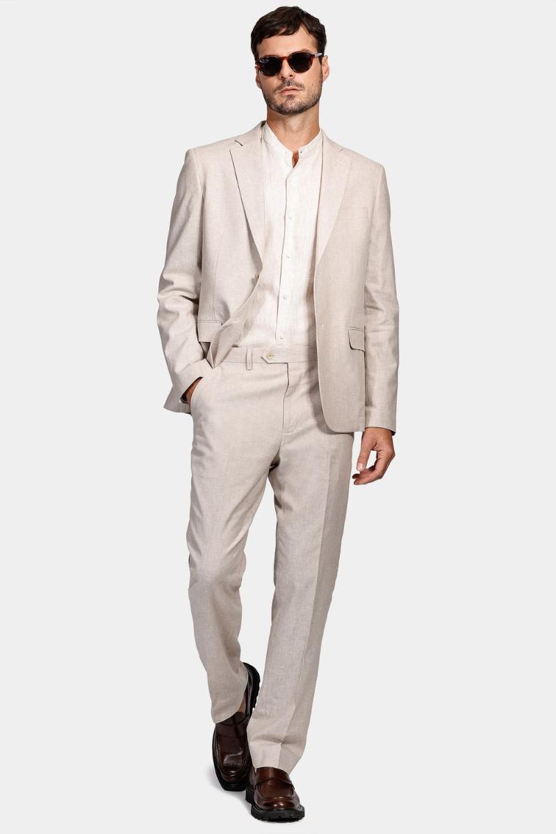 Calça Aramis Alfaiataria Linho Oxford Slim Cáqui - 2