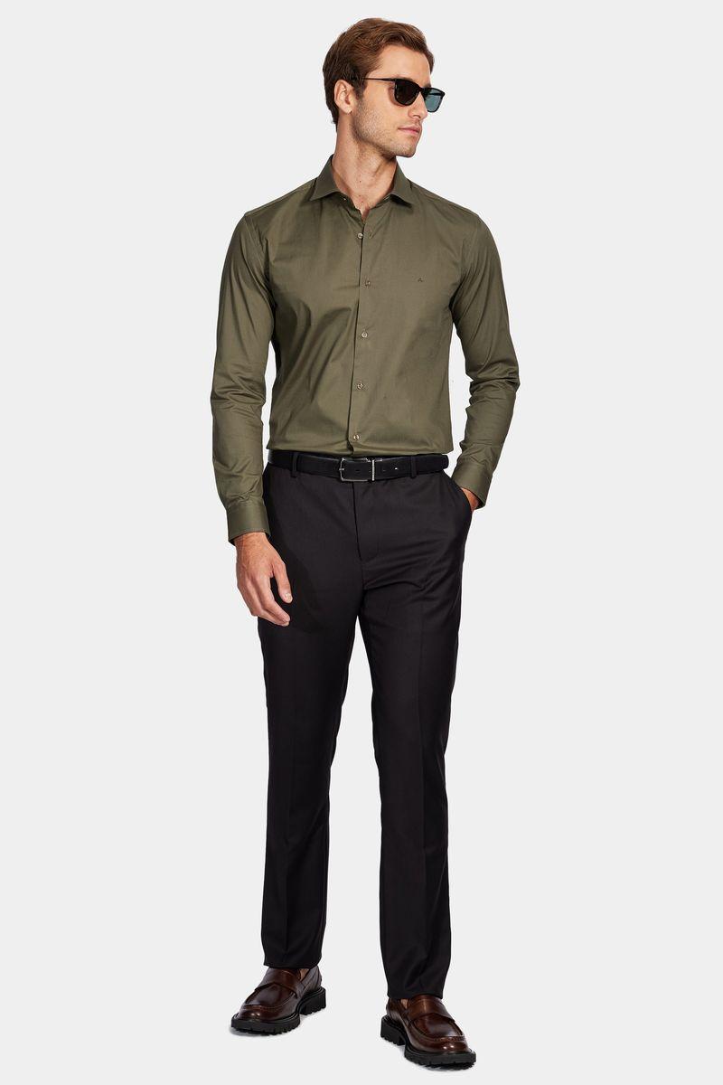 Camisa Aramis Manga Longa Slim Tricoline Stretch Liso Verde - 2