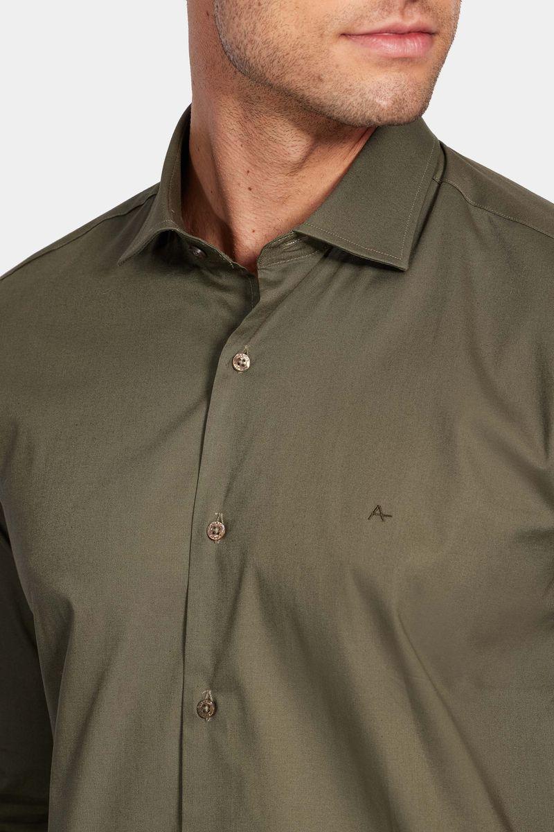 Camisa Aramis Manga Longa Slim Tricoline Stretch Liso Verde - 3