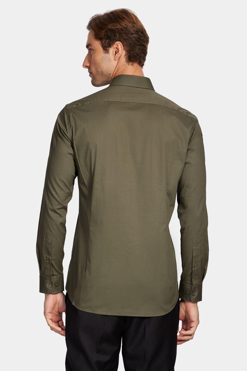 Camisa Aramis Manga Longa Slim Tricoline Stretch Liso Verde - 5