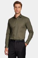 Camisa Aramis Manga Longa Slim Tricoline Stretch Liso Verde - 1