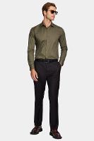 Camisa Aramis Manga Longa Slim Tricoline Stretch Liso Verde - 2