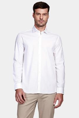 Camisa Aramis Manga Longa Slim Tricoline Stretch Liso Branco