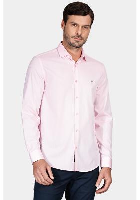 Camisa Regular Tricoline Maquinetada Fio 40 Rosa
