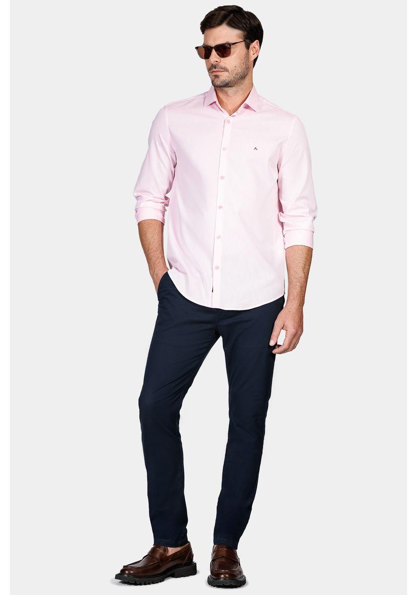 Camisa Regular Tricoline Maquinetada Fio 40 Rosa - 2