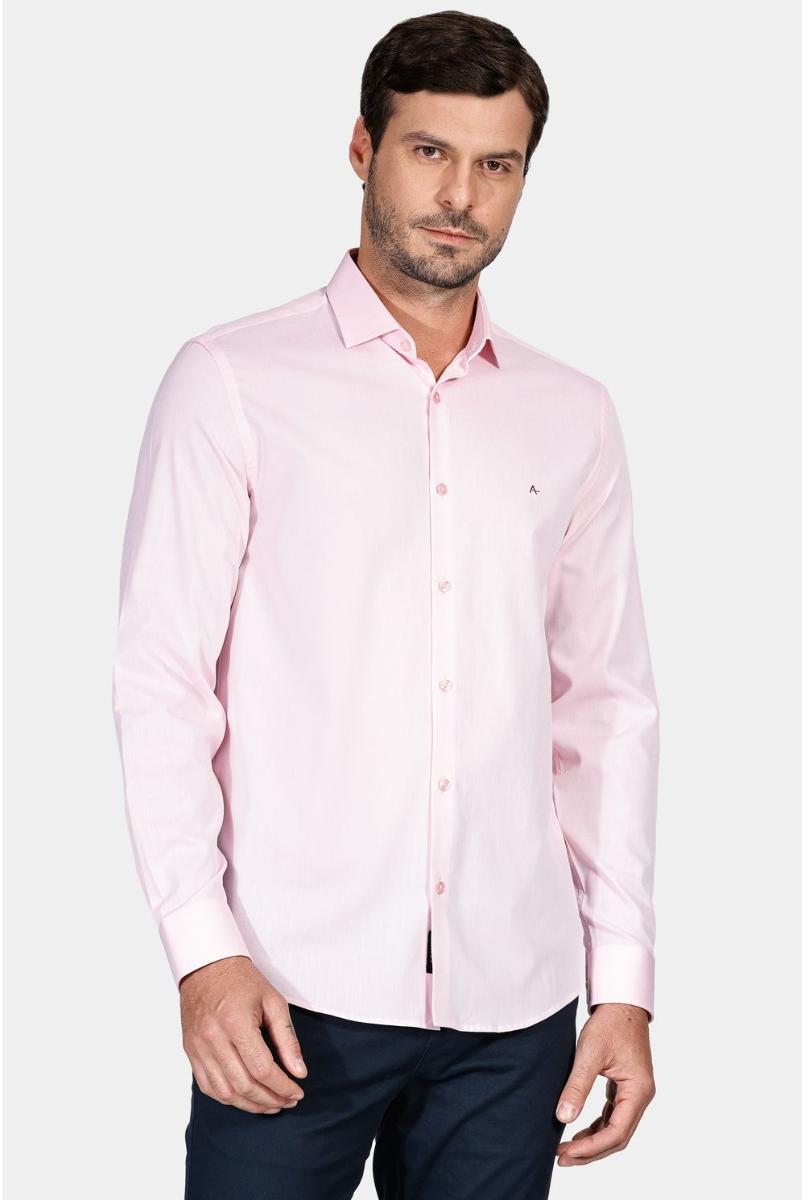 Camisa Regular Tricoline Maquinetada Fio 40 Rosa - 7