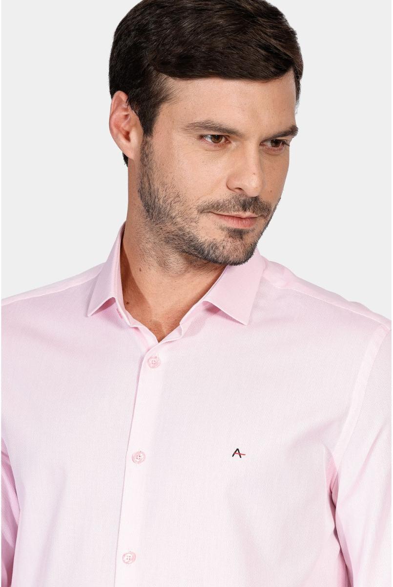 Camisa Regular Tricoline Maquinetada Fio 40 Rosa - 9
