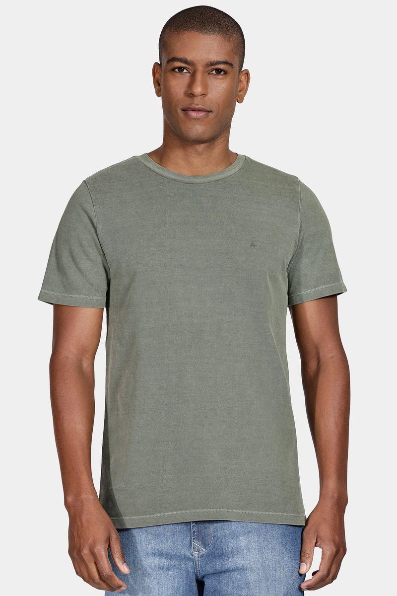 Camiseta Aramis Manga Curta Tinturada Verde Militar - 1