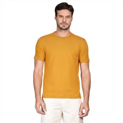 Camiseta Aramis Manga Curta Bordado Mostarda