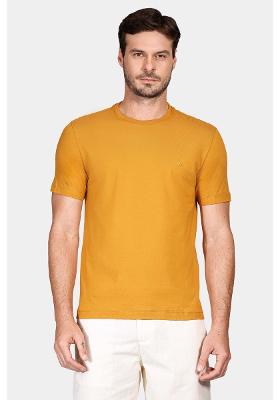 Camiseta Aramis Manga Curta Bordado Mostarda